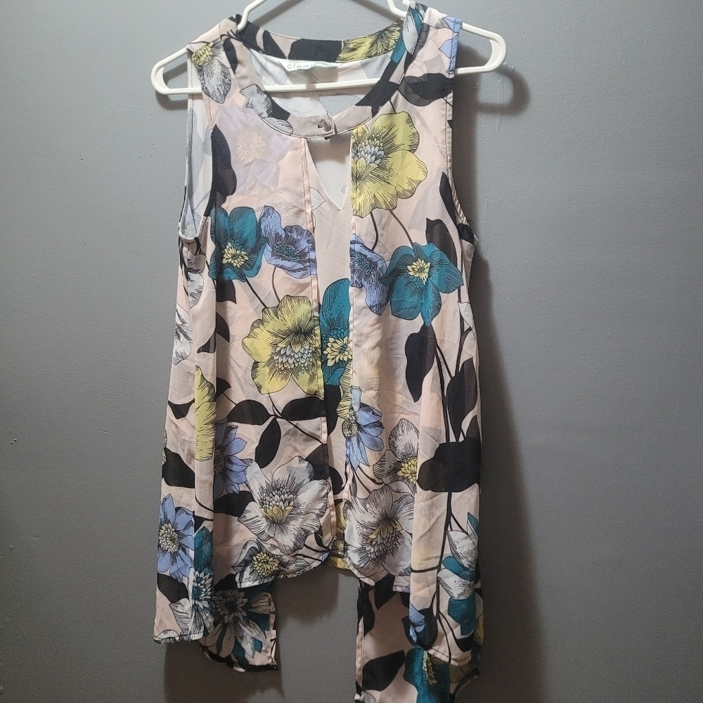 Cleo Petites Pink Floral Sleeveless Top S